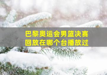 巴黎奥运会男篮决赛回放在哪个台播放过