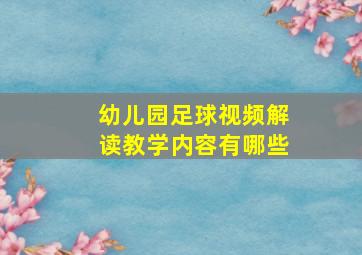 幼儿园足球视频解读教学内容有哪些