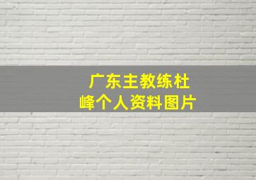 广东主教练杜峰个人资料图片