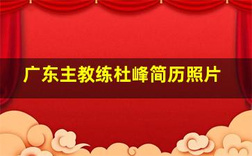 广东主教练杜峰简历照片