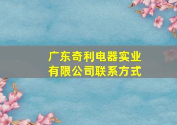 广东奇利电器实业有限公司联系方式