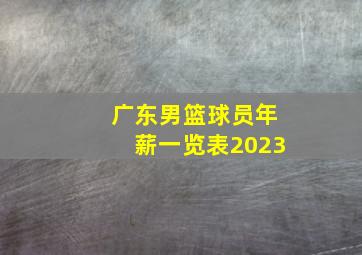 广东男篮球员年薪一览表2023