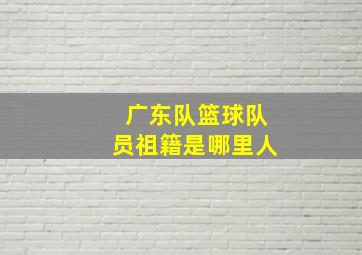 广东队篮球队员祖籍是哪里人