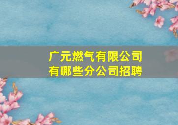 广元燃气有限公司有哪些分公司招聘