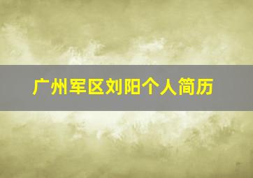 广州军区刘阳个人简历