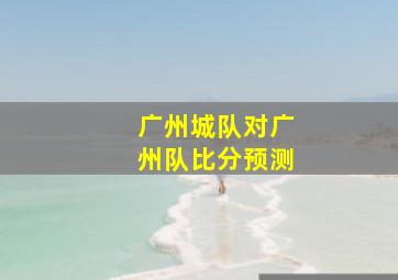 广州城队对广州队比分预测