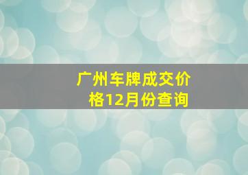 广州车牌成交价格12月份查询