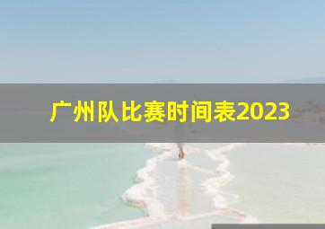 广州队比赛时间表2023