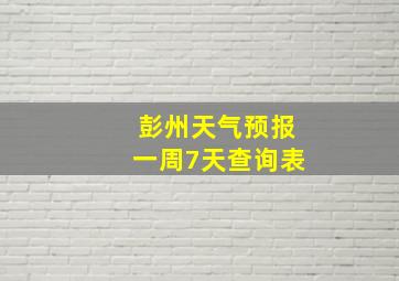 彭州天气预报一周7天查询表