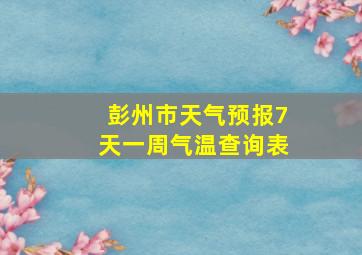 彭州市天气预报7天一周气温查询表