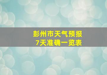 彭州市天气预报7天准确一览表