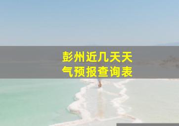 彭州近几天天气预报查询表