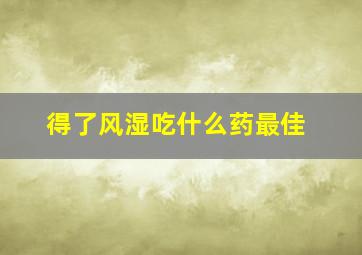 得了风湿吃什么药最佳