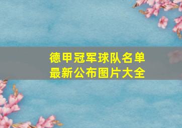 德甲冠军球队名单最新公布图片大全