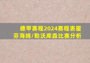 德甲赛程2024赛程表霍芬海姆/勒沃库森比赛分析