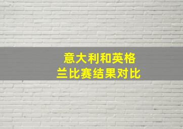 意大利和英格兰比赛结果对比