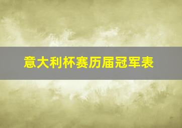 意大利杯赛历届冠军表