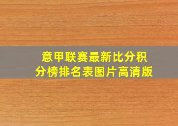 意甲联赛最新比分积分榜排名表图片高清版