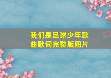 我们是足球少年歌曲歌词完整版图片