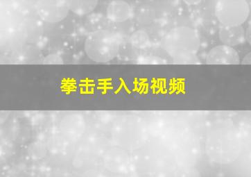 拳击手入场视频