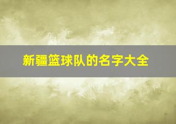 新疆篮球队的名字大全