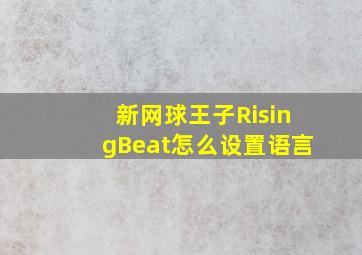 新网球王子RisingBeat怎么设置语言