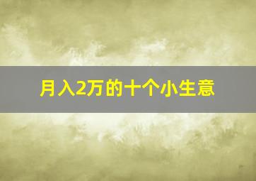 月入2万的十个小生意