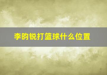 李昀锐打篮球什么位置