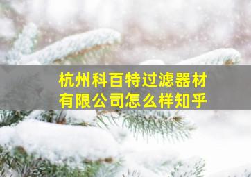 杭州科百特过滤器材有限公司怎么样知乎