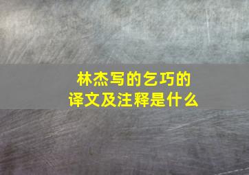 林杰写的乞巧的译文及注释是什么