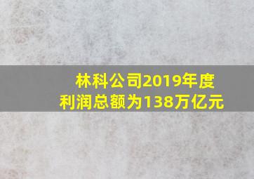 林科公司2019年度利润总额为138万亿元