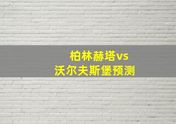 柏林赫塔vs沃尔夫斯堡预测