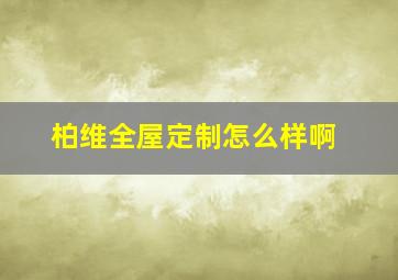 柏维全屋定制怎么样啊