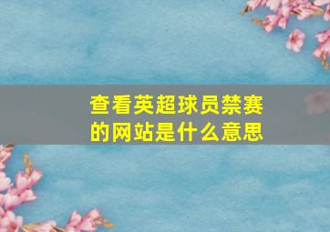 查看英超球员禁赛的网站是什么意思