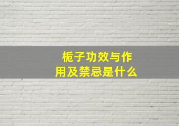 栀子功效与作用及禁忌是什么