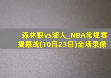 森林狼vs湖人_NBA常规赛揭幕战(10月23日)全场录像