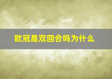 欧冠是双回合吗为什么