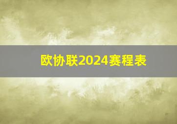 欧协联2024赛程表