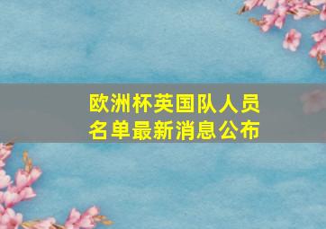 欧洲杯英国队人员名单最新消息公布