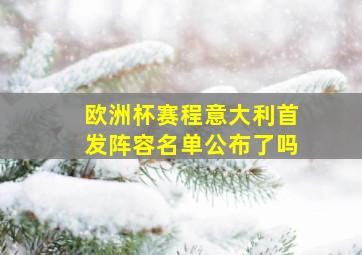 欧洲杯赛程意大利首发阵容名单公布了吗