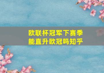 欧联杯冠军下赛季能直升欧冠吗知乎