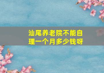 汕尾养老院不能自理一个月多少钱呀