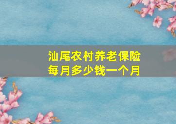 汕尾农村养老保险每月多少钱一个月