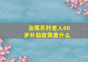 汕尾农村老人60岁补助政策是什么