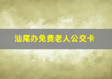 汕尾办免费老人公交卡