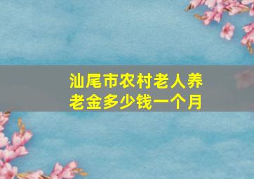 汕尾市农村老人养老金多少钱一个月