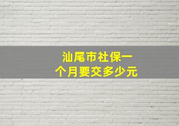 汕尾市社保一个月要交多少元