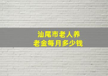 汕尾市老人养老金每月多少钱