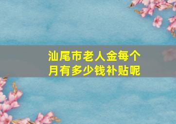 汕尾市老人金每个月有多少钱补贴呢