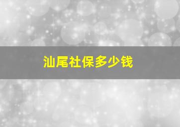 汕尾社保多少钱